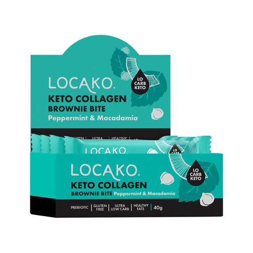 Locako Keto Collagen Brownie Bite Peppermint Macadamia 40g [Bulk Buy 15 Units]