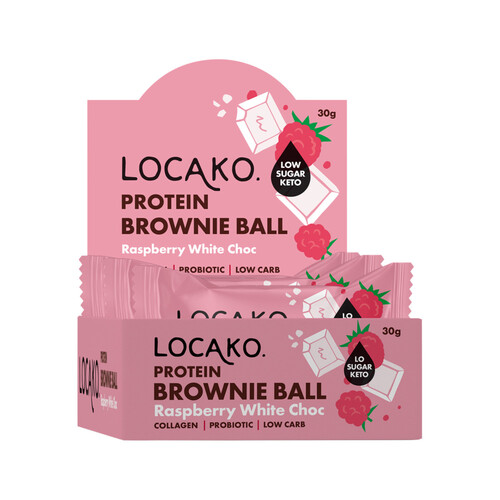 Locako Protein Brownie Ball Raspberry White Chocolate 30g [Bulk Buy 10 Units]