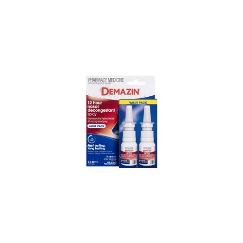 Demazin 12 hour Decongestant Nasal Spray 20ml x2 (S2)
