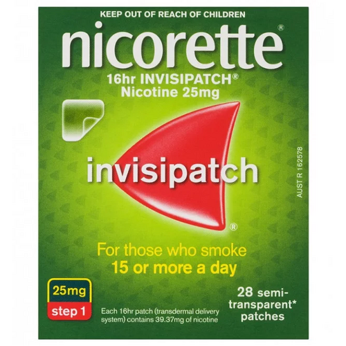 Nicorette Nicotine Patch 16hr Invisipatch Step 1 25mg 28 Patches