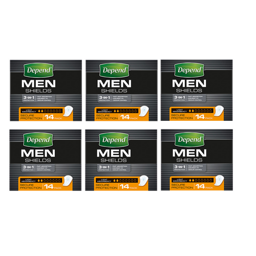 Depend for Men Shields 14 Pack [Bulk Buy 6 Units]