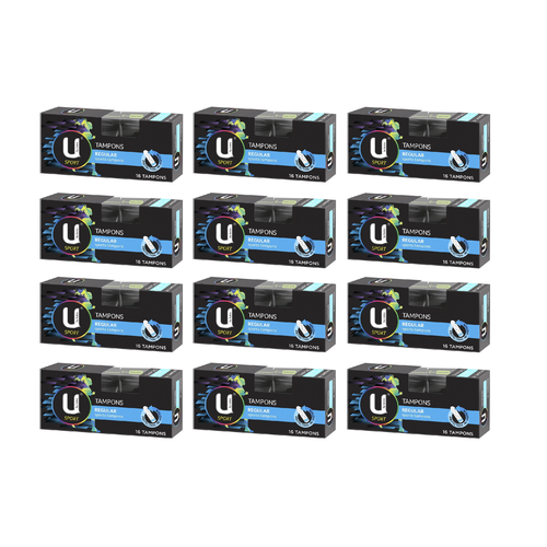 U By Kotex Sport Regular Tampons 16 Pack [Bulk Buy 12 Units]