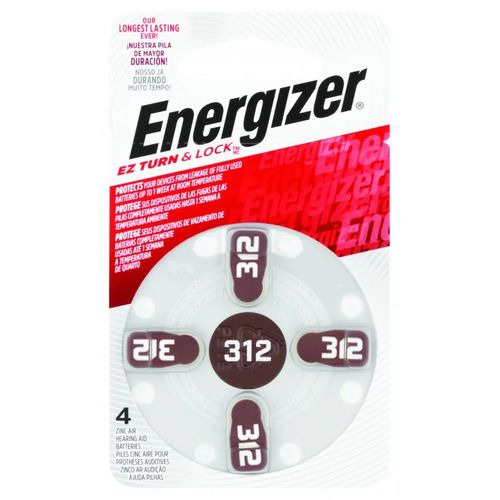 Energizer Hearing Aid AZ312 Batteries 4 Pack