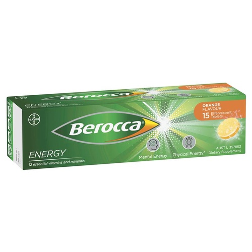 Berocca Energy Vitamin Orange Flavour 15 Effervescent Tablets