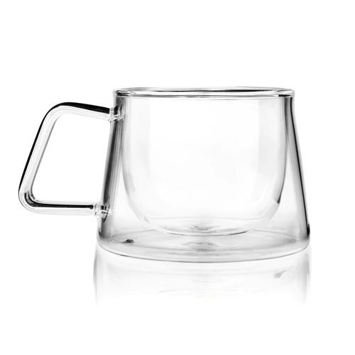 Tea Tonic (Tea for Two) Double Walled Glass Tea Cup Square Handle x 2 Pack