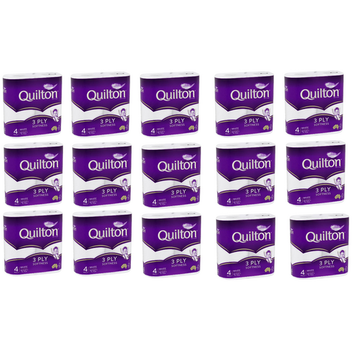 Quilton Classic White 3PLY Toilet Tissue 4 Pack [Bulk Buy 15 Units]