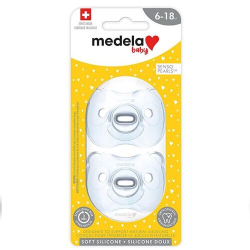 Medela Soother PLUS with Steribox Soft Silicone Duo Blue 6-18 Months 2 Pack