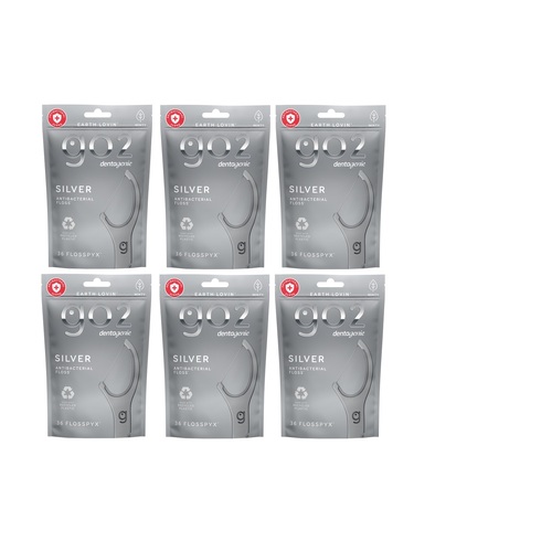 GO2 Dentagenie Silver Anti-Bacterial FlossPyx Minty 36 Pack [Bulk Buy 6 Units]