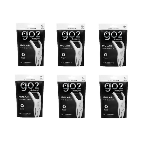 GO2 Dentagenie Molar Flosspyx Minty 36 Pack [Bulk Buy 6 Units]
