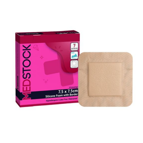 Medstock Silicone Foam Dressing 7.5x7.5cm Box of 10