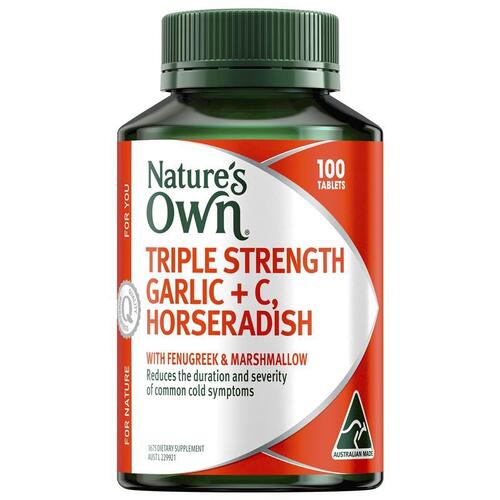 Nature’s Own Triple Strength Garlic + C Horseradish 100 Tablets