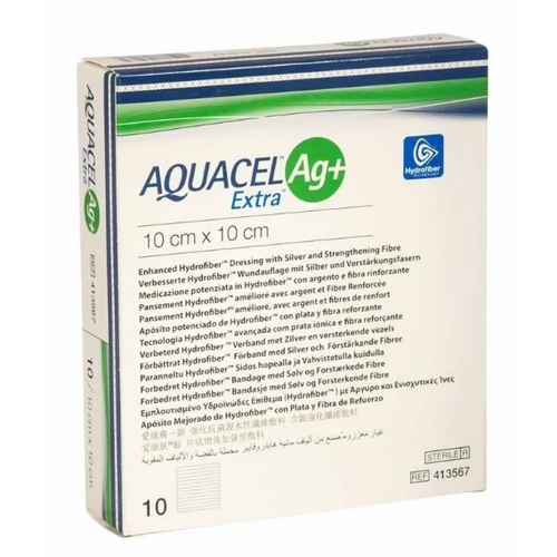 Aquacel Ag+ Extra Enhanced Hydrofiber Dressing 10cm x 10cm 10 Pack
