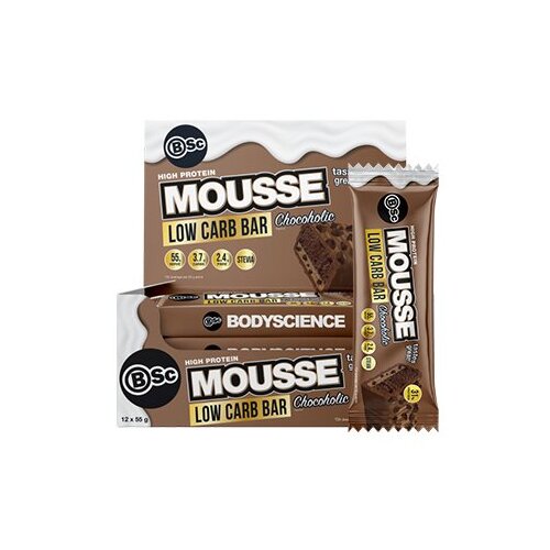 Body Science High Protein Low Carb Mousse Bar Chocoholic 55g [Bulk Buy 12 Units]