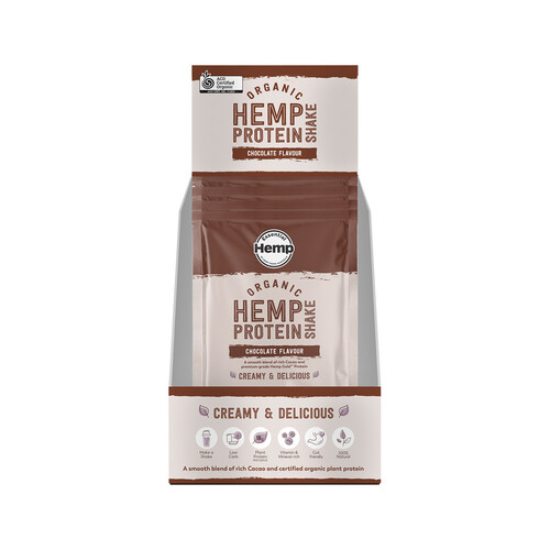 Hemp Foods Australia Organic Hemp Protein Shake Chocolate Sachet 35g [Bulk Buy 7 Units]
