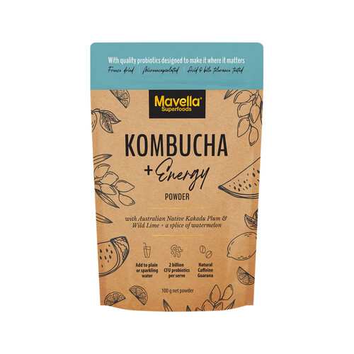 Mavella Superfoods Kombucha + Energy Powder with Australian Native Kakadu Plum & Wild Lime & Watermelon 100g