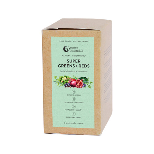 Nutra Organics Organic Super Greens + Reds (Wholefood Multivitamin) Sachet 9g x 10 Pack