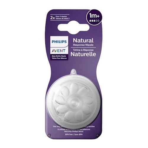 Philips Avent Natural Response Teats 1 month+ Flow 3 2 Pack
