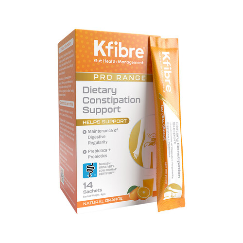 Kfibre Pro Dietary Constipation Support Natural Orange Sachets 4g x 14 Pack