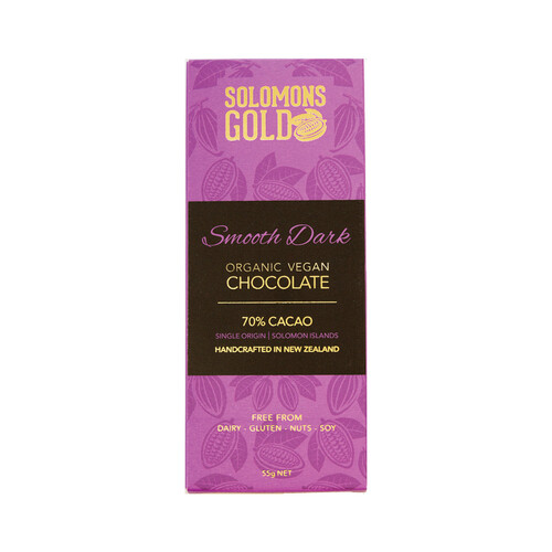 Solomons Gold Organic Vegan Smooth Dark Chocolate (70% Cacao) 55g