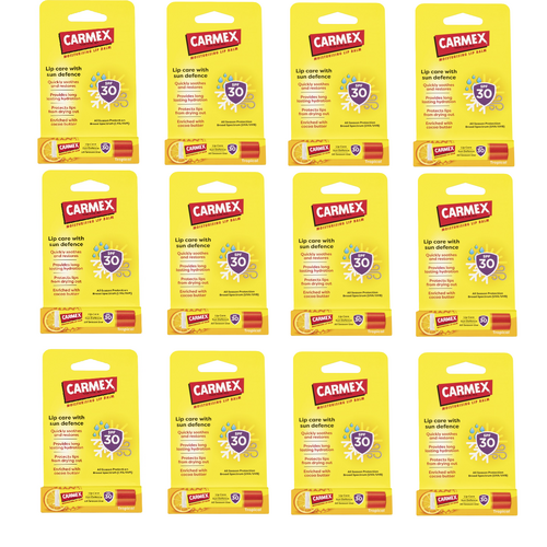 Carmex Tropical Sun Defence Lip Balm Stick 4.25g [Bulk Buy 12 Units]