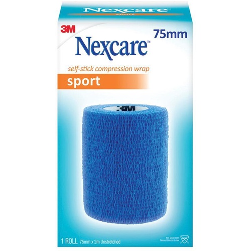 Nexcare Self Stick Compression Wrap Blue 75mm