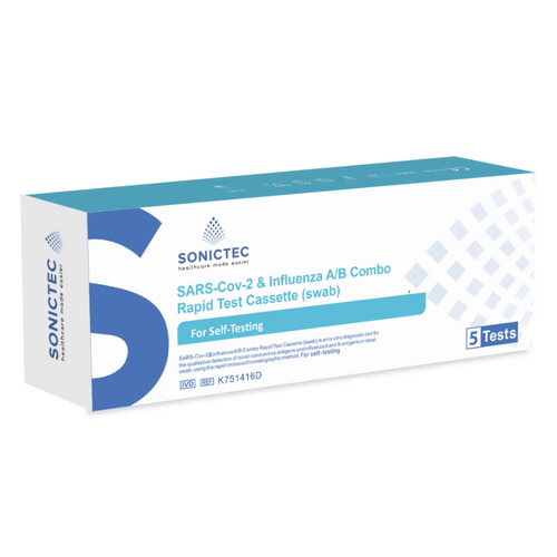 Sonictec SARS-Cov-2 & Influenza A/B Combo Rapid Test [5 Pack]