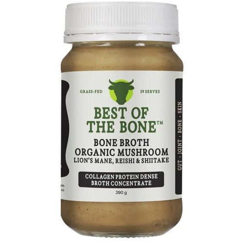 Best of the Bone Bone Broth Beef Concentrate Healing Organic Mushrooms Lion's Mane Reishi Shiitake 390g
