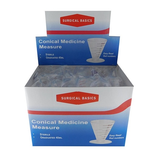 Surgical Basics Conical Medicine Measure Red Mark 40ml 36 pack