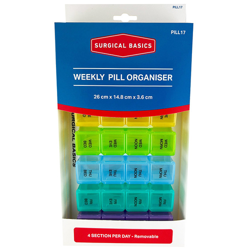 Surgical Basics Pill Box Large 7 Days 4 Per Day (26x15x4cm) PILL17