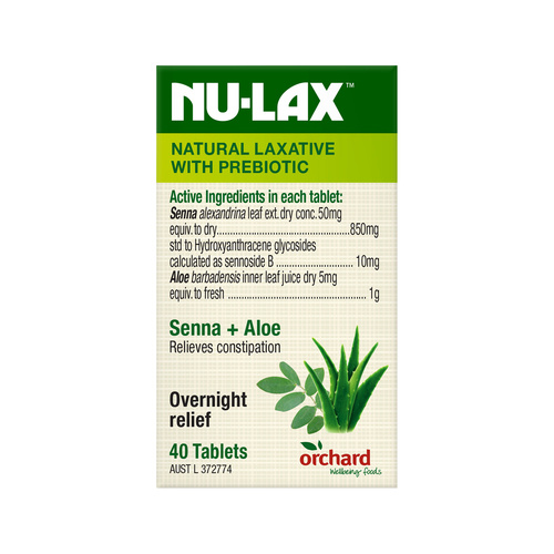 Nu-Lax Natural Laxative Senna + Aloe 40 Tablets