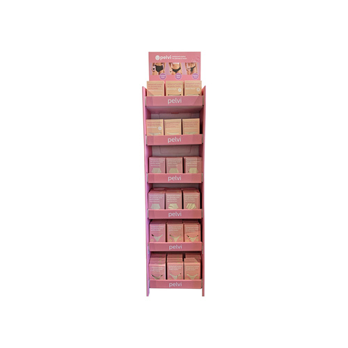 Pelvi Underwear Leakproof Mixed (Styles & Sizes) Beige Floor Stand (contains: 68 units - 24 Bikini 24 Full Brief & 20 x G-string)