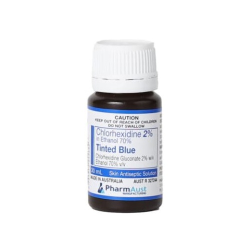 Chlorhexidine 2% In 70% Ethanol Solution Blue Tint 30ml