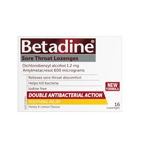 Betadine Sore Throat Lozenges Honey & Lemon 16 Pack
