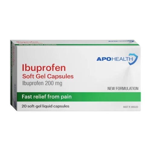 APH Ibuprofen 200mg Liquid Soft Gel 20 Capsules (S2)