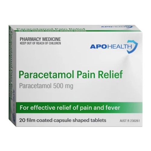 APH Paracetamol 500mg 20 Capsule Shaped Tablets (S2)