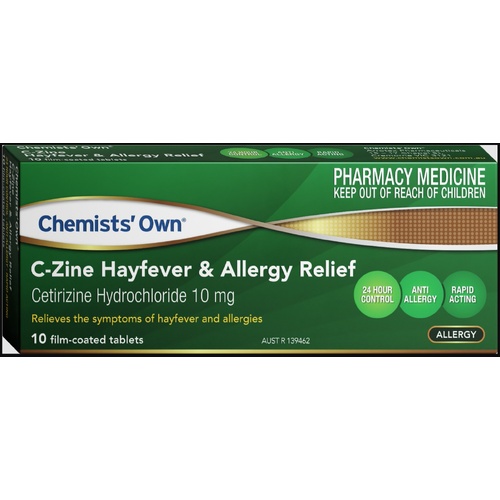 Chemist Own C-Zine Hayfever & Allergy Relief 10mg 10 Tablets (S2)