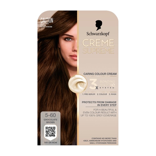 Schwarzkopf Creme Supreme Natural Brown Hair Dye 5-60 Permanent 245ml