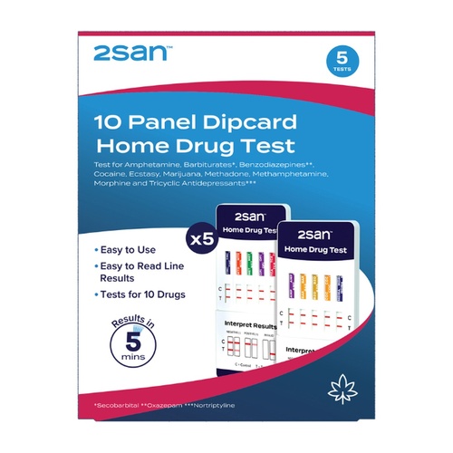 2San 10 Panel Dipcard Home Drug Test 5 Pack