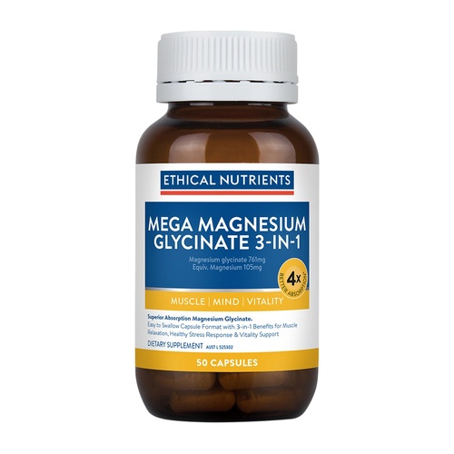 Ethical Nutrients Mega Magnesium Glycinate 3-in-1 50 Capsules