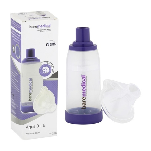 Bare Medical E-Chamber Anti-Static Spacer 220ml with Child Mask