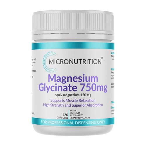 Micronutrition Magnesium Glycinate 750mg 120 Vegetable Capsules