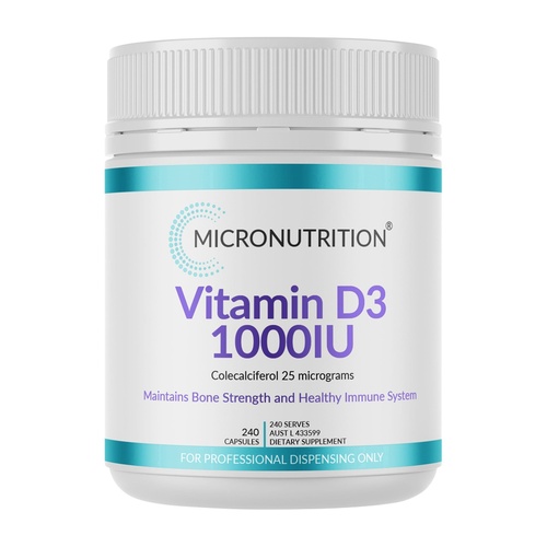 Micronutrition Vitamin D3 1000IU 240 Capsules