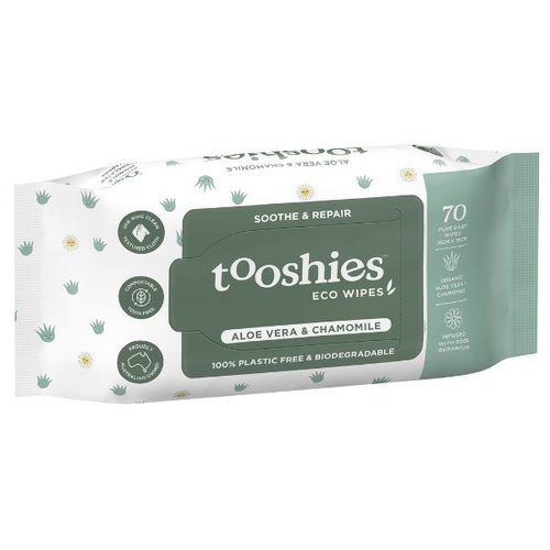 Tooshies Eco Wipes Aloe Vera & Chamomile 70 Pack