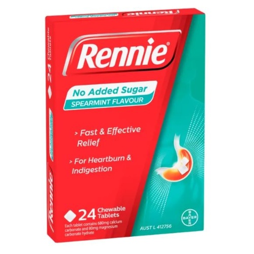 Rennie No Added Sugar Spearmint 24 Tablets