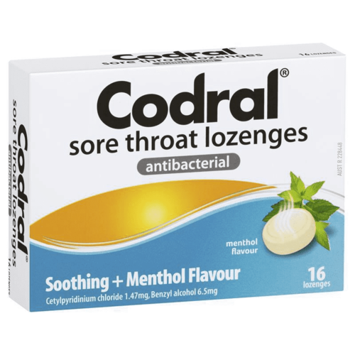 Codral Sore Throat Antibacterial Lozenges Menthol 16 Lonzenges