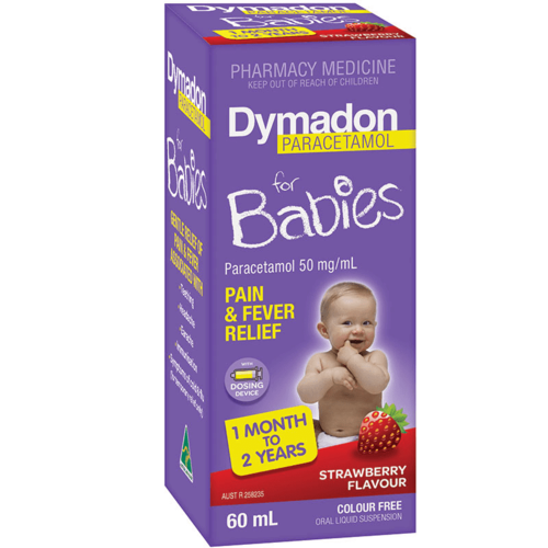 Dymadon Babies Paracetamol 1 Month - 2 Years Strawberry 60ml (S2)
