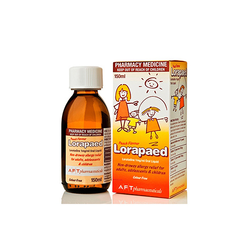 Lorapaed Non Drowsy Allergy Relief Peach Flavour 150ml (S2)