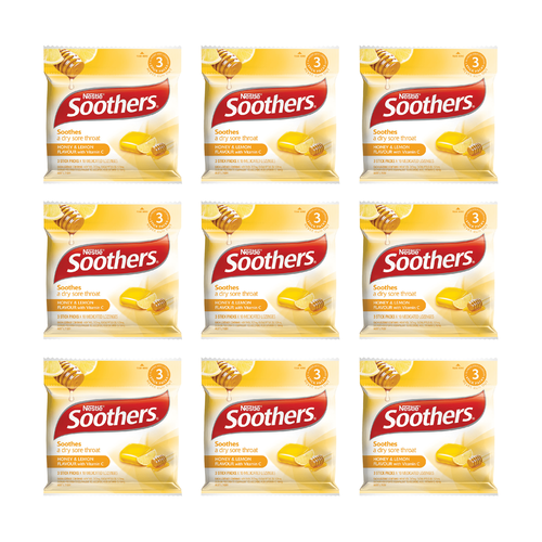 Soothers Honey & Lemon Sore Throat Lozenges 30 Pack [Bulk Buy 9 Units]