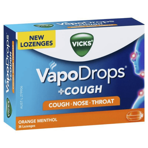 Vicks VapoDrops + Cough Orange Menthol 36 Lozenges