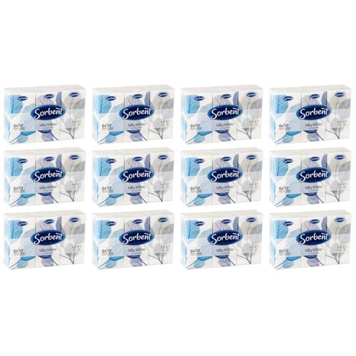 Sorbent Facial Tissues 4Ply 6 Pocket Packs [Bulk Buy 12 Units] 